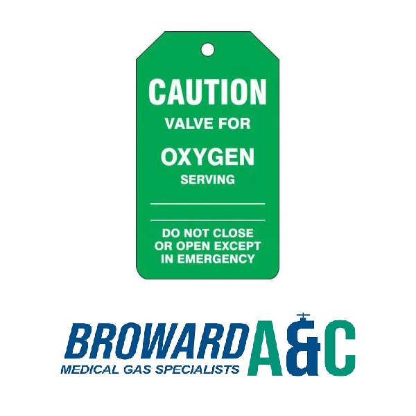 MEDICAL OXYGEN SOURCE VALVE TAG